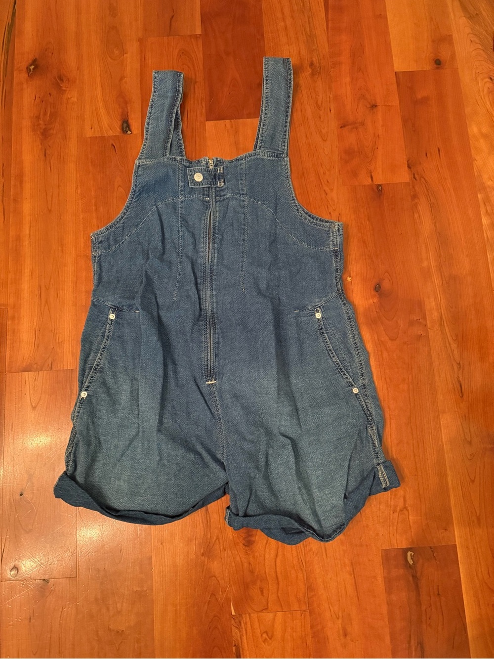 We The Free Blue Denim Short Overalls